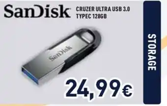 Unieuro SanDisk CRUZER ULTRA USB 3.0 TYPEC 128GB offerta
