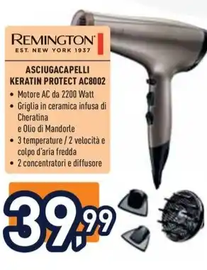 Unieuro REMINGTON ASCIUGACAPELLI KERATIN PROTECT AC8002 offerta