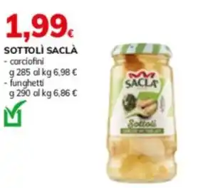 Basko SOTTOLÌ SACLÀ - carciofini g 285 offerta