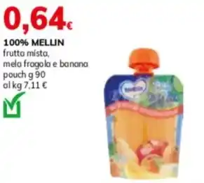 Basko 100% MELLIN frutta mista, mela fragola e banana pouch g 90 offerta