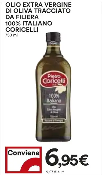Coop OLIO EXTRA VERGINE DI OLIVA TRACCIATO DA FILIERA 100% ITALIANO CORICELLI 750 ml offerta