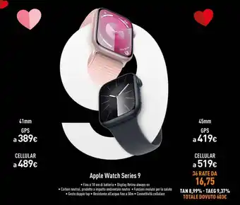 Unieuro Apple Watch Series 9 41mm GPS offerta