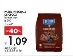 Bennet PASTA INTEGRALE DE CECCO formati vari, g 500 offerta