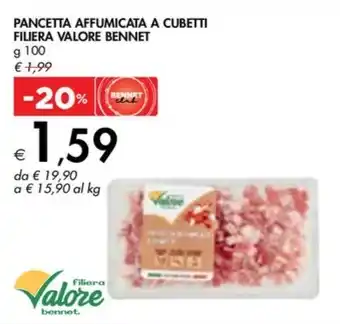 Bennet PANCETTA AFFUMICATA A CUBETTI FILIERA VALORE BENNET offerta