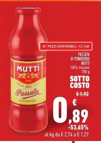 Conad Superstore PASSATA DI POMODORO MUTTI 100% italiano 700 g offerta