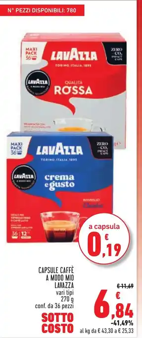 CAPSULE CAFFÈ A MODO MIO LAVAZZA vari tipi 270 g conf. da 36 pezzi