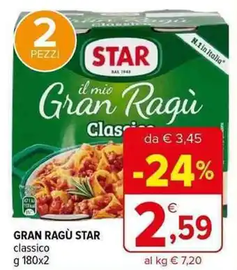 Iperal GRAN RAGÙ STAR classico g 180x2 offerta