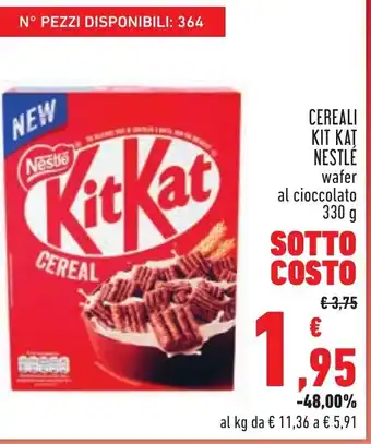 Conad Superstore CEREALI KIT KAT NESTLÉ wafer al cioccolato 330 g offerta