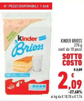 Conad Superstore KINDER BRIOSS 270 g conf. da 10 pezzi offerta