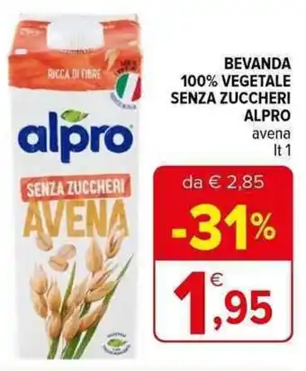 Iperal BEVANDA 100% VEGETALE SENZA ZUCCHERI ALPRO avena 1 lt offerta