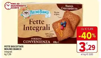 Iperal FETTE BISCOTTATE MULINO BIANCO integrali kg 1,26 offerta