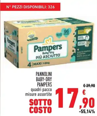 Conad Superstore PANNOLINI BABY-DRY PAMPERS quadri pacco misure assortite offerta