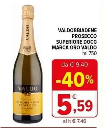 VALDOBBIADENE PROSECCO SUPERIORE DOCG MARCA ORO VALDO ml 750