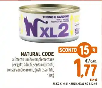 NATURAL CODE alimento umido complementare per gatti adulti 170 g
