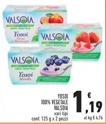 Conad Superstore YOSOI 100% VEGETALE VALSOIA vari tipi conf. 125 g x 2 pezzi offerta