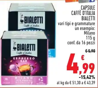 Conad Superstore CAPSULE CAFFÈ D'ITALIA BIALETTI 115 g offerta