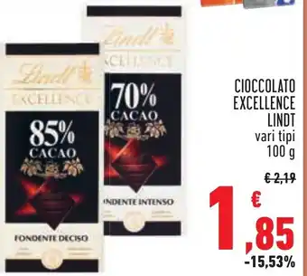 Conad Superstore CIOCCOLATO EXCELLENCE LINDT vari tipi 100 g offerta