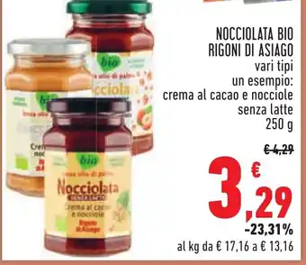 Conad Superstore NOCCIOLATA BIO RIGONI DI ASIAGO vari tipi 250 g offerta