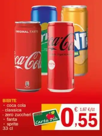Crai ΒΙΒΙΤΕ - coca cola - classica - zero zuccheri fanta - sprite 33 cl offerta