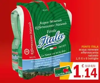 Crai FONTE ITALA acqua minerale effervescente naturale 1,5 It x 6 bottiglie offerta