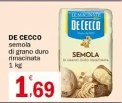 Crai DE CECCO semola di grano duro rimacinata 1 kg offerta