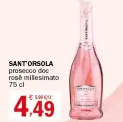 Crai SANT'ORSOLA prosecco doc rosè millesimato 75 cl offerta