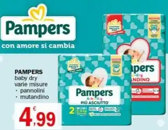 Crai PAMPERS baby dry varie misure pannolini, mutandino offerta