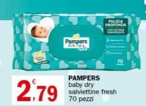 Crai PAMPERS baby dry salviettine fresh 70 pezzi offerta