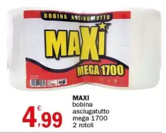 Crai MAXI bobina asciugatutto mega 1700 2 rotoli offerta