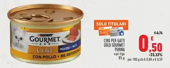 Conad Superstore CIBO PER GATTI GOLD GOURMET PURINA vari tipi 85 g offerta