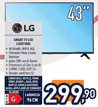 Unieuro LG SMART TV LED 43UR73006 offerta