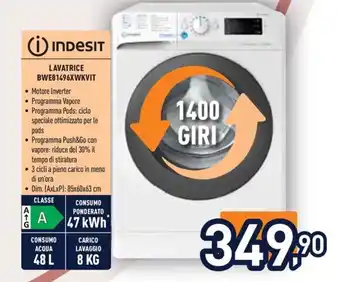 Unieuro Indesit LAVATRICE BWE81496XWKVIT offerta