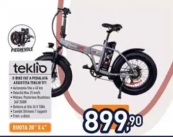 Unieuro TEKLIO E-BIKE FAT A PEDALATA ASSISTITA TEKLIO TF1 offerta