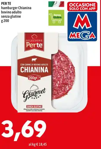MEGA PER TE hamburger Chianina bovino adulto senza glutine g 200 offerta