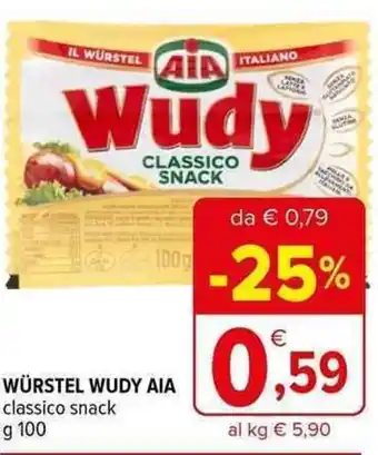 Iperal WÜRSTEL WUDY AIA classico snack g 100 offerta