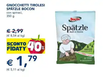 Esselunga GNOCCHETTI TIROLESI SPÄTZLE BOCON con spinaci, 350 g offerta