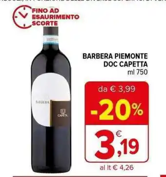 Iperal BARBERA PIEMONTE DOC CAPETTA ml 750 offerta