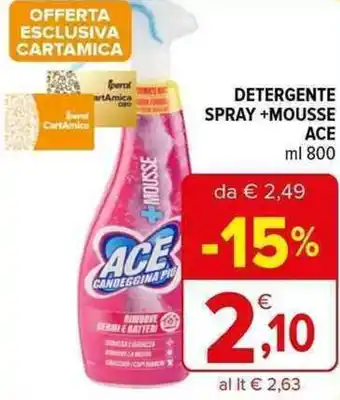 Iperal DETERGENTE SPRAY +MOUSSE ACE ml 800 offerta
