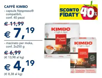 Esselunga CAFFÈ KIMBO - macinato per moka, conf. 2x250 g offerta