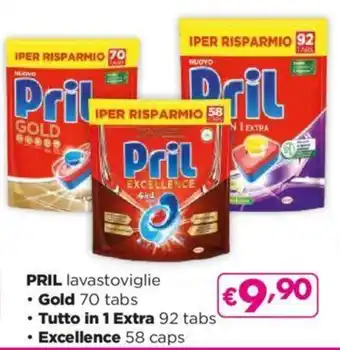 Acqua & Sapone PRIL lavastoviglie Gold 70 tabs Tutto in 1 Extra 92 tabs Excellence 58 caps offerta