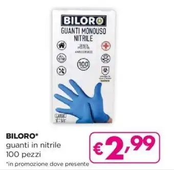 Acqua & Sapone BILORO guanti in nitrile 100 pezzi offerta