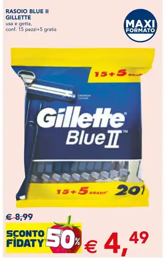 Esselunga RASOIO BLUE II GILLETTE usa e getta, conf. 15 pezzi+5 gratis offerta