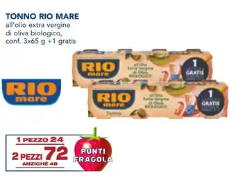 Esselunga TONNO RIO MARE all'olio extra vergine di oliva biologico, conf. 3x65 g +1 gratis offerta