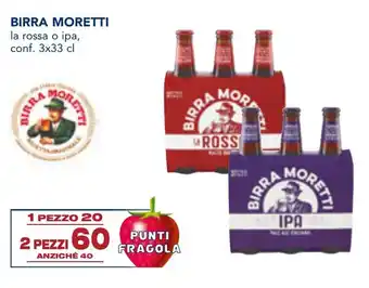 Esselunga BIRRA MORETTI la rossa o ipa, conf. 3x33 cl offerta