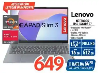 Lenovo NOTEBOOK IPS3 15ABR8 R7