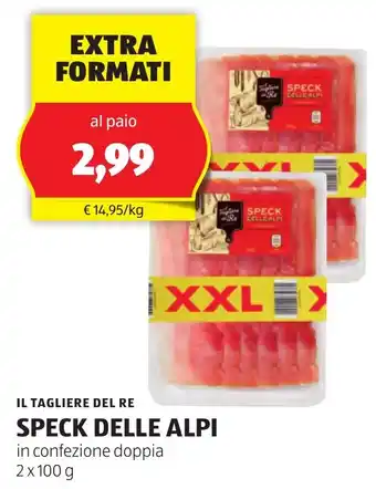 ALDI IL TAGLIERE DEL RE SPECK DELLE ALPI in confezione doppia 2x 100g offerta