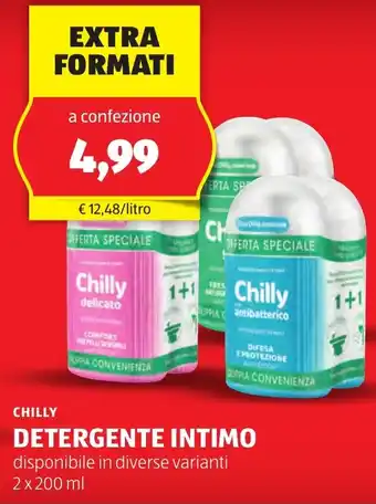 ALDI CHILLY DETERGENTE INTIMO disponibile in diverse varianti 2 x 200 ml offerta