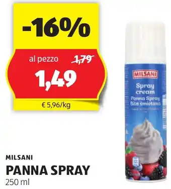 ALDI MILSANI PANNA SPRAY 250 ml offerta