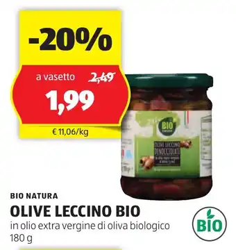 ALDI BIO NATURA OLIVE LECCINO BIO in olio extra vergine di oliva biologico 180 g offerta