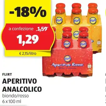 ALDI FLIRT APERITIVO ANALCOLICO biondo/rosso 6 x 100 ml offerta